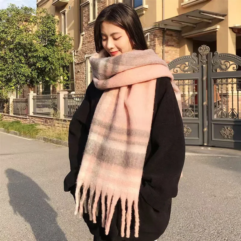 Color: Brown, Size: XXS - 2025 Hot  Luxury Winter Thick Warm Scarf Women Cashmere Shawl and Wraps Pashmina Neckerchief Bufanda Female Long Tessel Echarpe