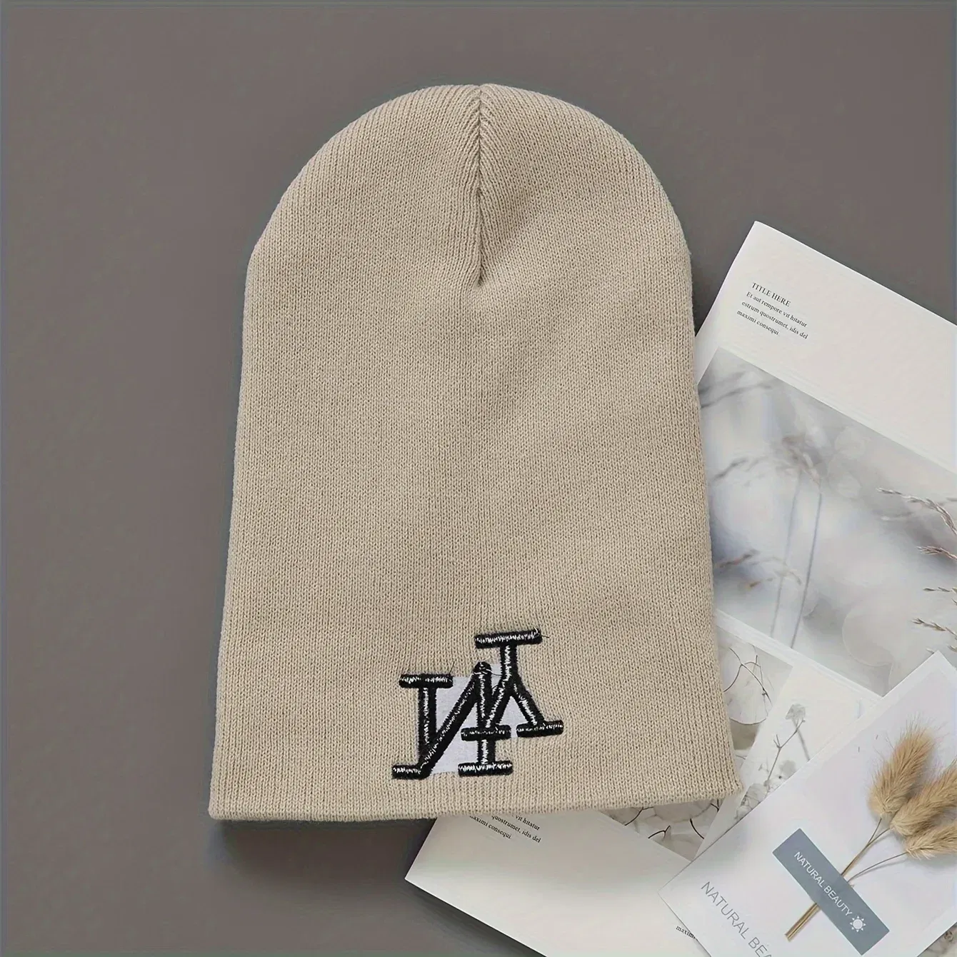 Color: Salmon Pink - 1/2/3pcs Unisex Winter Beanie Hats, Solid Color Knitted Warm Outdoor Caps with Embroidered NY Logo, Hand Washable, Black