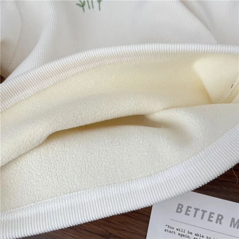 Color: Beige, Kid Size: 10 - Baby Girls Top Winter Kids Warm Thickening Sweater Children Puff Sleeve Flower Embroidery Bottom Shirt 1-6 Years Casual Clothing