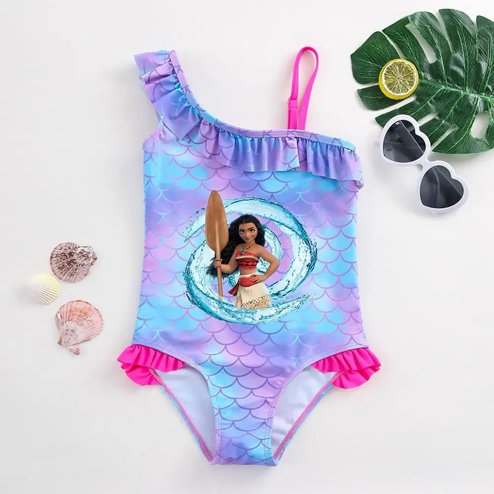Color: Orange, Kid Size: 9M - Moana Baby Girl Mermaid Fish Scale Print Swimsuit One-Piece Swimwear Toddler Bathing Suit Beach Outfit