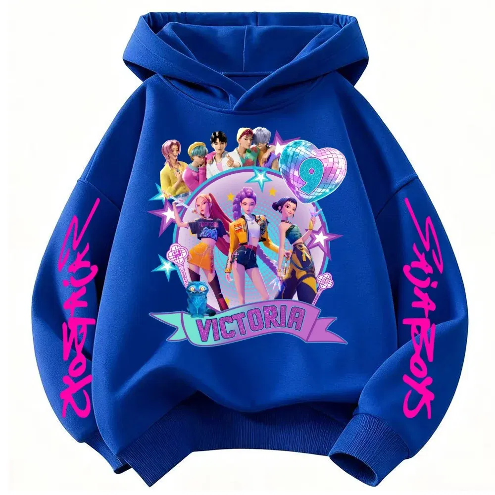 Color: black, Kid Size: 3T - Movie Kpop Demon Hunters Shining light ball Hoodie Men Women Cartoon Fashion Sweatshirt Male Casual boys&girls Pullover Hoodies