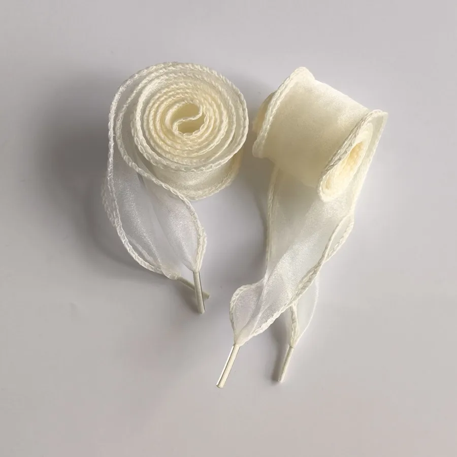 Color: Red, Length: 100cm - 4cm Wide Festoon Fishtail Organza Shoelaces Wave Chiffen Fall Winer Bow Laces Beauty White Casual Sneaker DE Training Shoes Lace
