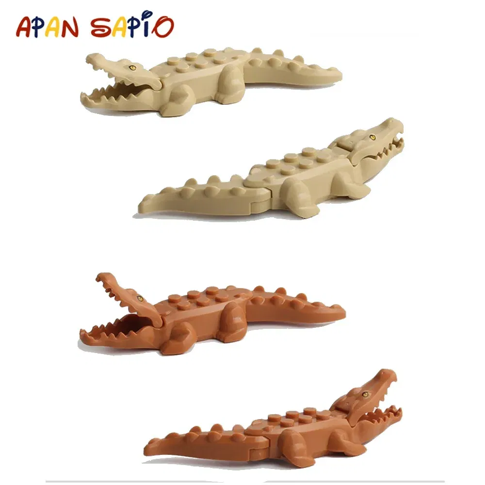 Color: Light Blue - Animal Building Blocks Model Crocodile Leopard Educational Games Figure Brick Toys for Children Kids