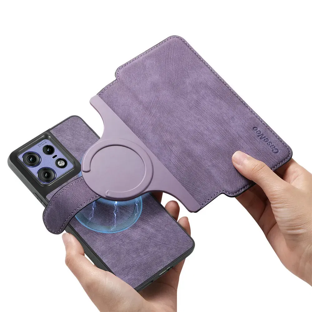 Color: Clear, Material: CANVAS - Edge 50 60 Fusion 5G Flip Case For Motorola Edge 60 Pro 2In1 Detachable Leather Wallet Funda Moto Edge 50 Neo 60 Pro S50 Cover