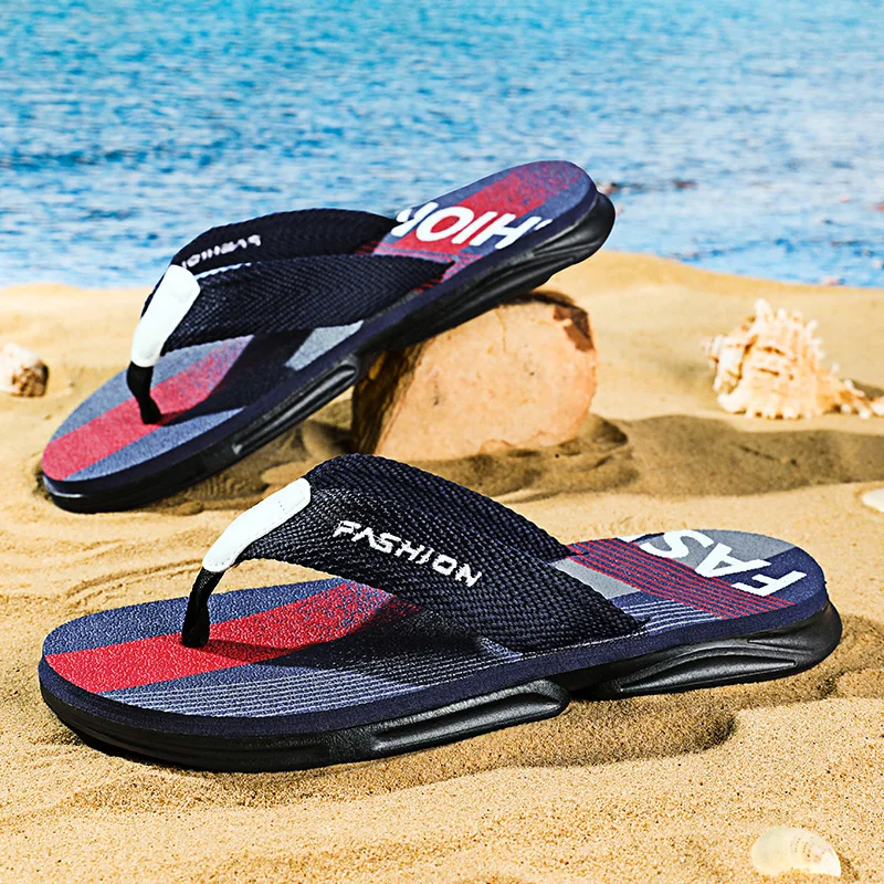 Color: ROYAL BLUE, Shoe Size: 45 - Summer Men's Flip-flops Massage Granule Men Slippers Comfortable Beach Sandals Men Casual Shoes House Flip Flops Bathroom Shoes