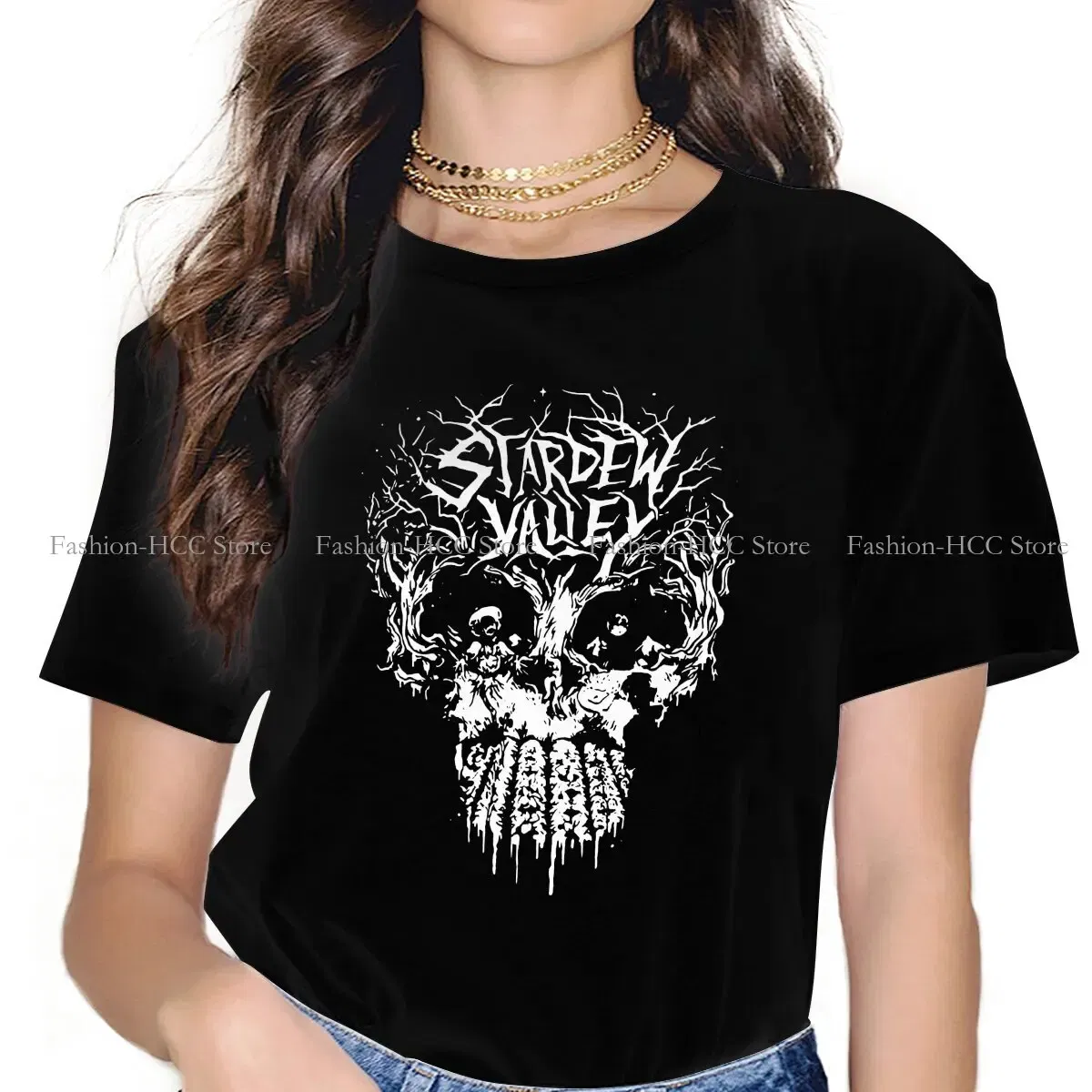 Color: black, Size: XXXL - Active Hipster Polyester TShirts Stardew Valley Game Abigail Sebastian Female Style Tops T Shirt Round Neck