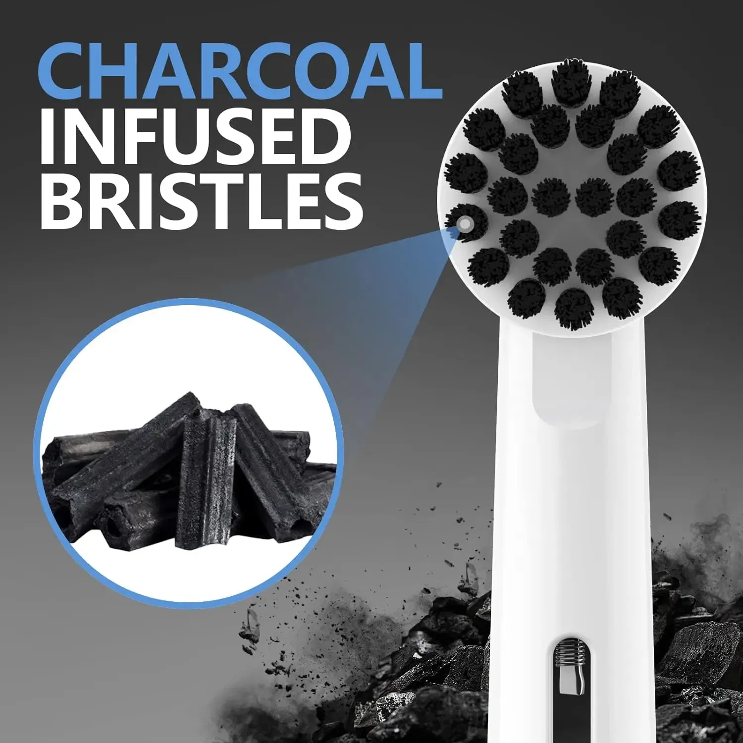 Color: Ivory - Bamboo Charcoal Bristles Replacement Brush Heads For Oral B Electric Toothbrush Efficient Tooth Cleaning SB-17A Black Brush Head
