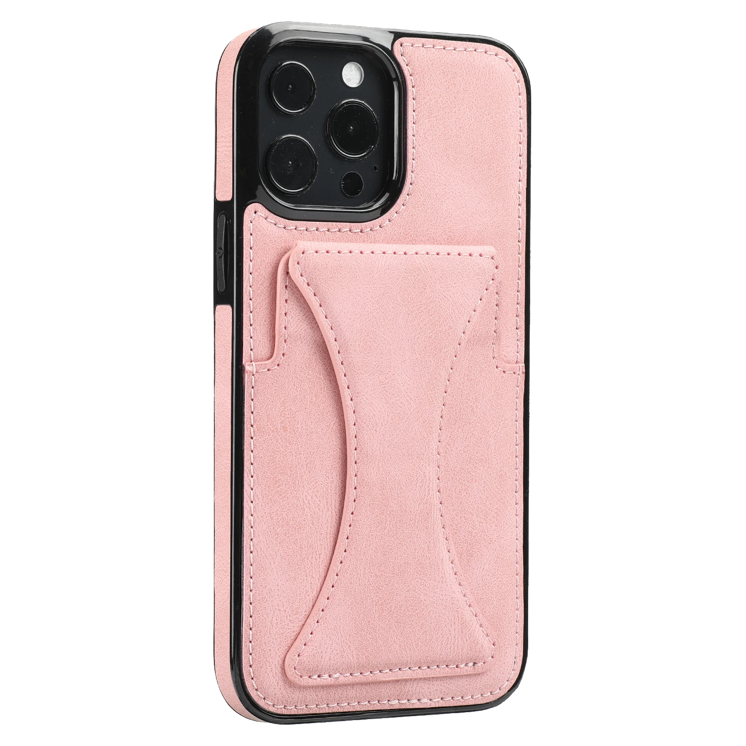 Color: Pink, Material: aluminum - For iPhone 16 Pro Max Plus Case 2024 With Magnetic Leather Kickstand Card Slot Wallet Back Cover Protection Shockproof Coque