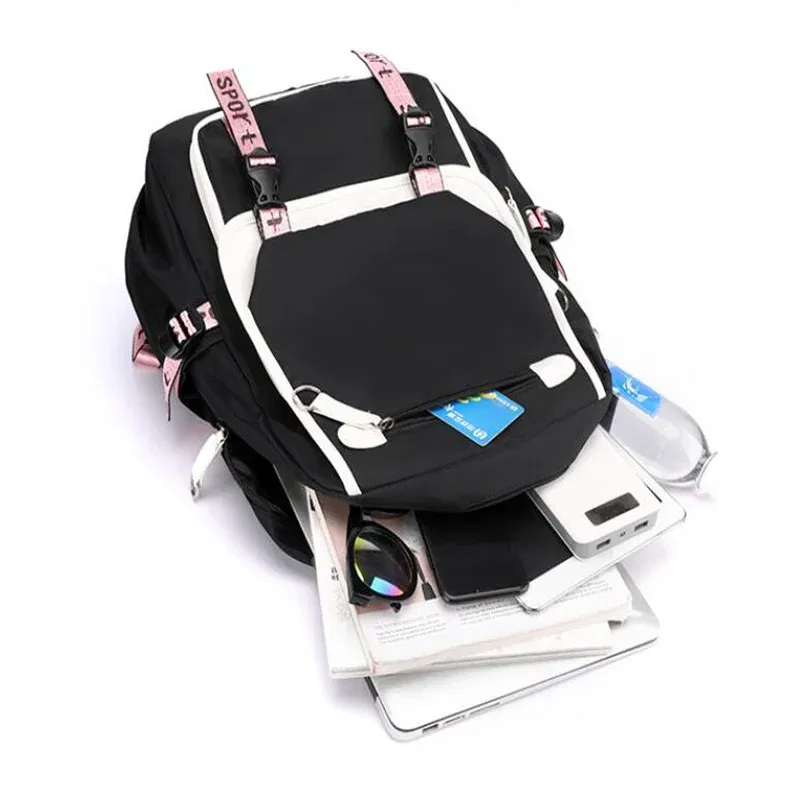 Color: Clear, Size: 17 Inches - Demon Slayer Backpack Schoolbag USB Laptop Bag Tokitou Muichirou Kanroji Mitsuri Men Women Rucksack Travel Shoulder Outdoor Bags