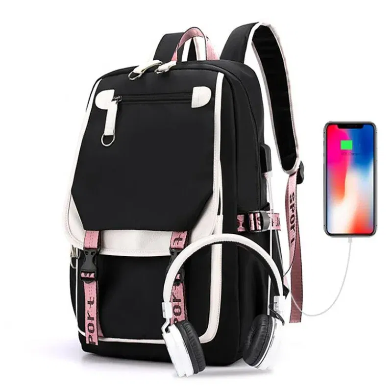 Color: Clear, Size: 17 Inches - Demon Slayer Backpack Schoolbag USB Laptop Bag Tokitou Muichirou Kanroji Mitsuri Men Women Rucksack Travel Shoulder Outdoor Bags