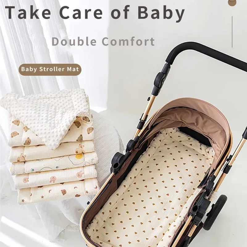 Color: Pink - Baby Stroller Seat Cushion Soft Mattress Kids Pushchair Car Mat Stroller Accessories