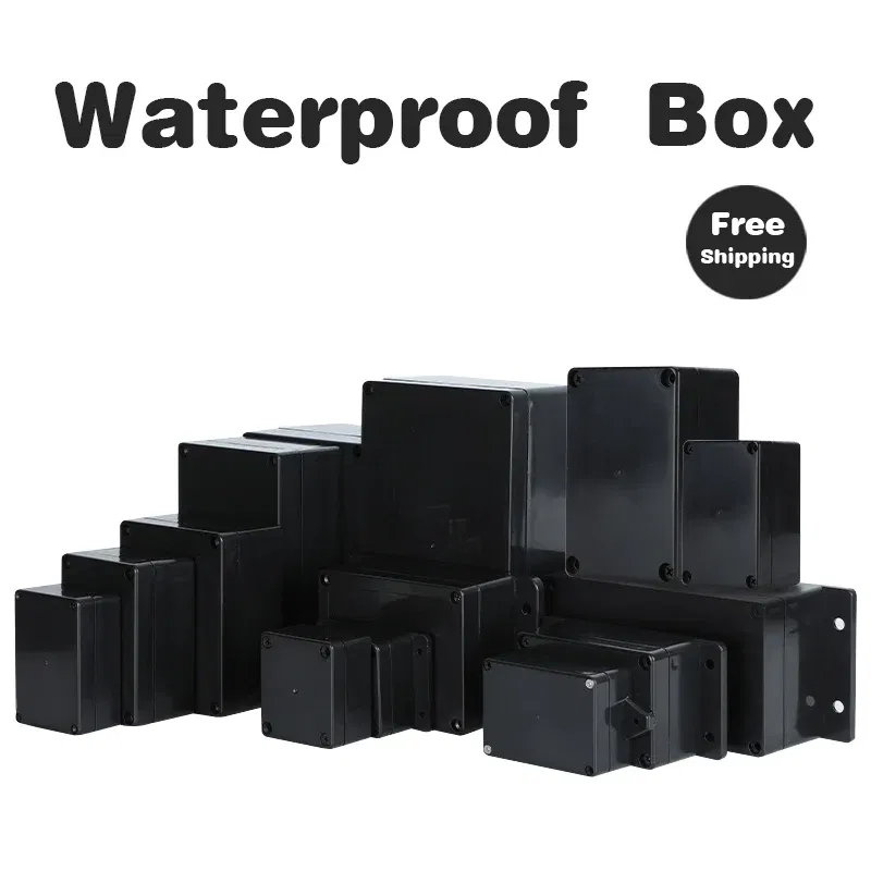 Color: Brown - Black plastic waterproof wire junction box power supply outdoor security monitoring open-mounted waterproof box abs plastic shel