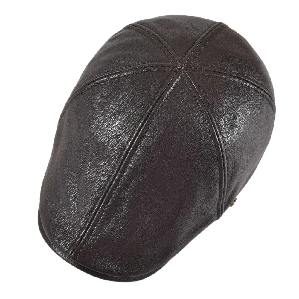 Color: black, Hat Size: 7 - VOBOOM Genuine Leather Flat Cap Men Fall Winter Cabbies Newsboy Hat Coffee Brown Ivy Caps Soft Smooth Textured Hats