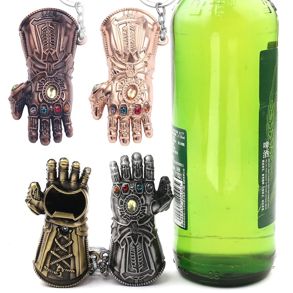 Color: black - Marvel The Avengers Thanos Keychain for Men, Infinity Gauntlet, Creative Beer Bottle Opener, Pendant Gadgets