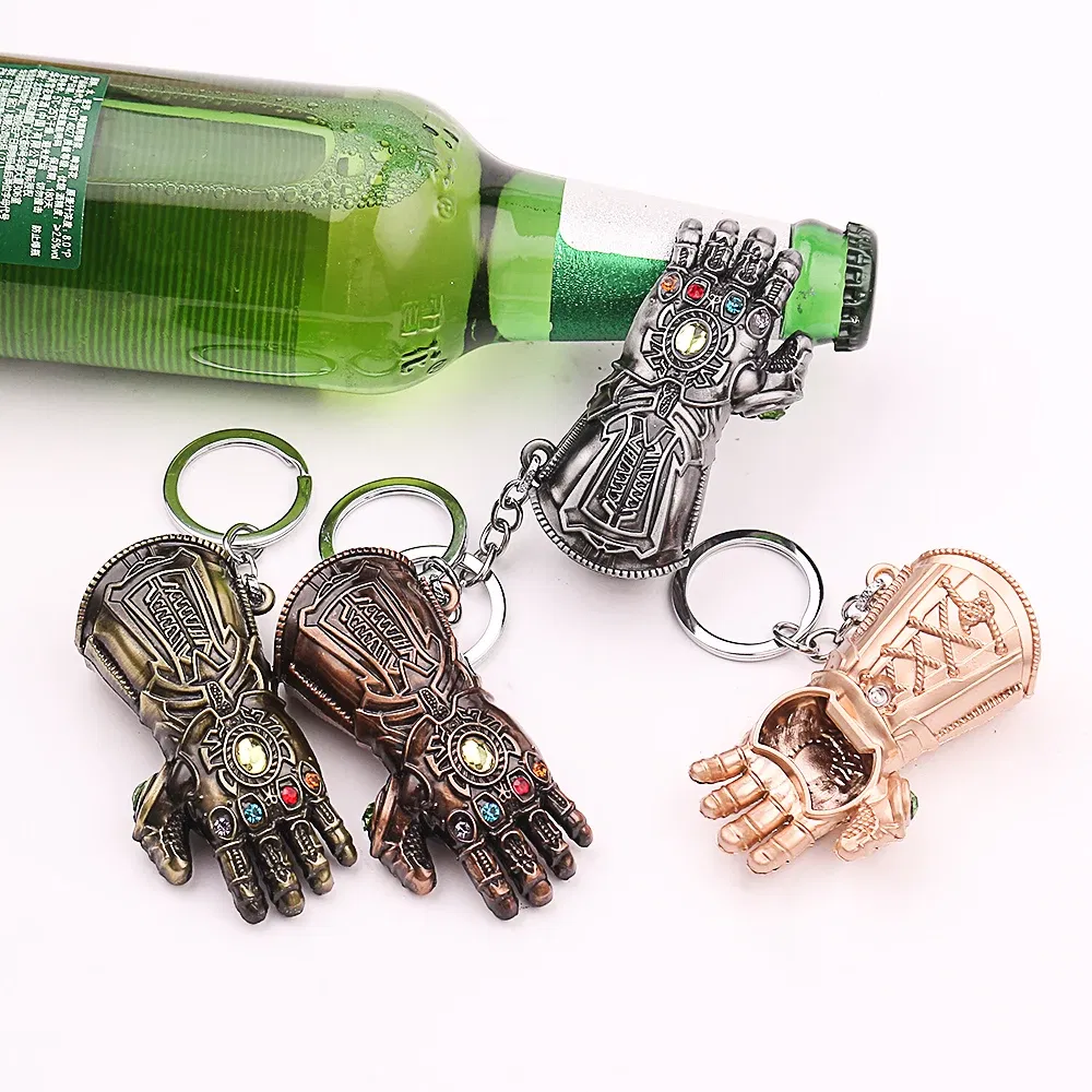 Color: black - Marvel The Avengers Thanos Keychain for Men, Infinity Gauntlet, Creative Beer Bottle Opener, Pendant Gadgets
