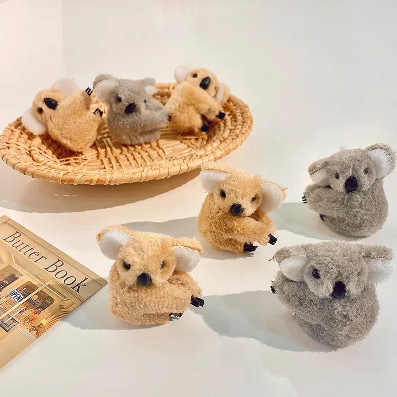 Color: black - 2021 Women Girls Cute Side Bangs Clip Plush Koala Bear Ornament Hair Clips Lady Soft Barrettes Hairpins Female Hair Accessories