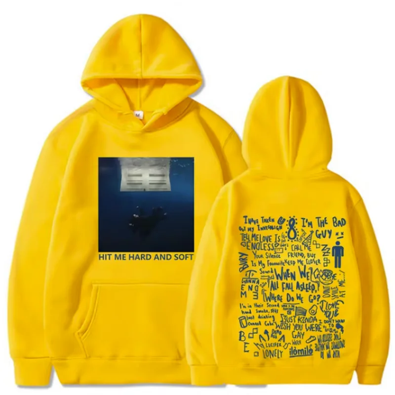 Color: SKY BLUE, Size: L - 2024 Hit Me Hard and Soft Tour Hoodie Billie Hoodie Men's Hoodie Sudaderas Men's Casual Sports