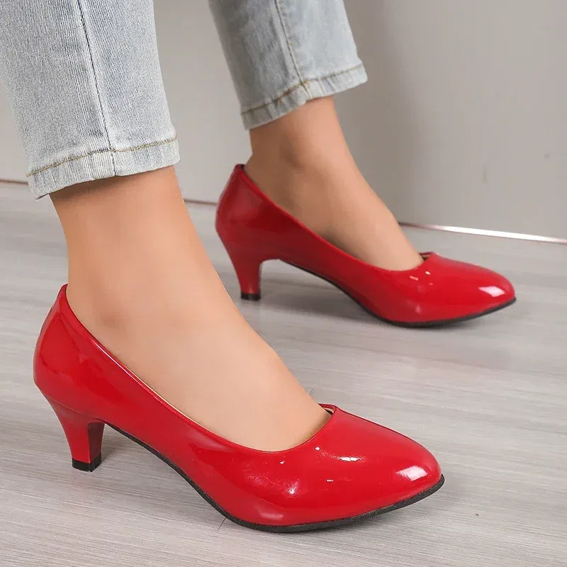 Color: WHITE, Shoe Size: 39 - Women Pumps Nude Shallow Mouth Women Shoes Fashion Office Work Wedding Party Shoes Ladies Low Heel Shoes Summer Heels Woeman