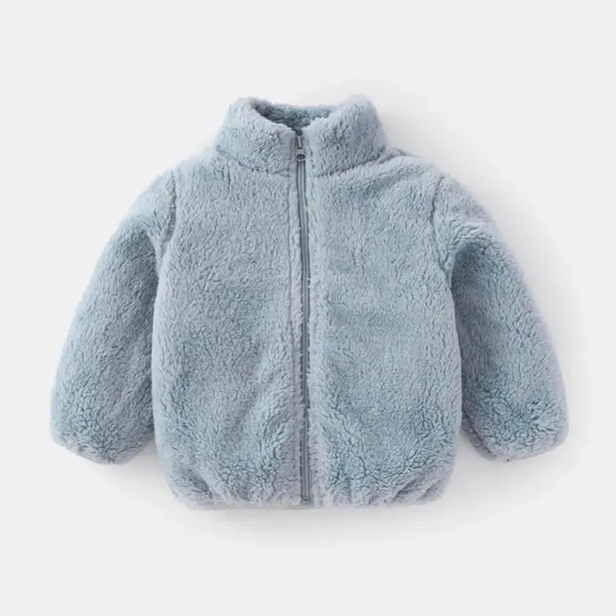 Color: Brown, Kid Size: 7T - Solid Color Fashion Children Plush Coat Autumn Winter Warm Baby Girl Boy Casual Jacket Greatcoat Kids Clothing Toddler Outerwear