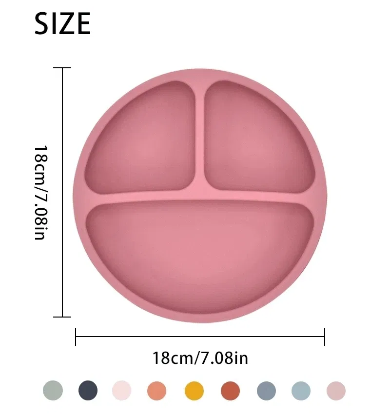 Color: MULTI - 9Colors Baby Plate Set Food Grade Silicone Dishes BPA-Free Tableware Kids Feeding Bowls Kids Learning Dishes Tray Dropshiping