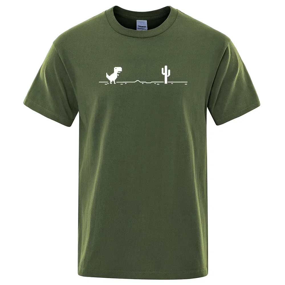 Color: GRAY, Size: XXXL - Mens T-shirts Printed Dinosaur Cactus Funny Tops Summer Cotton T-shirt for Men Casual O-Neck Tee Shirts Streetwear Basic Top