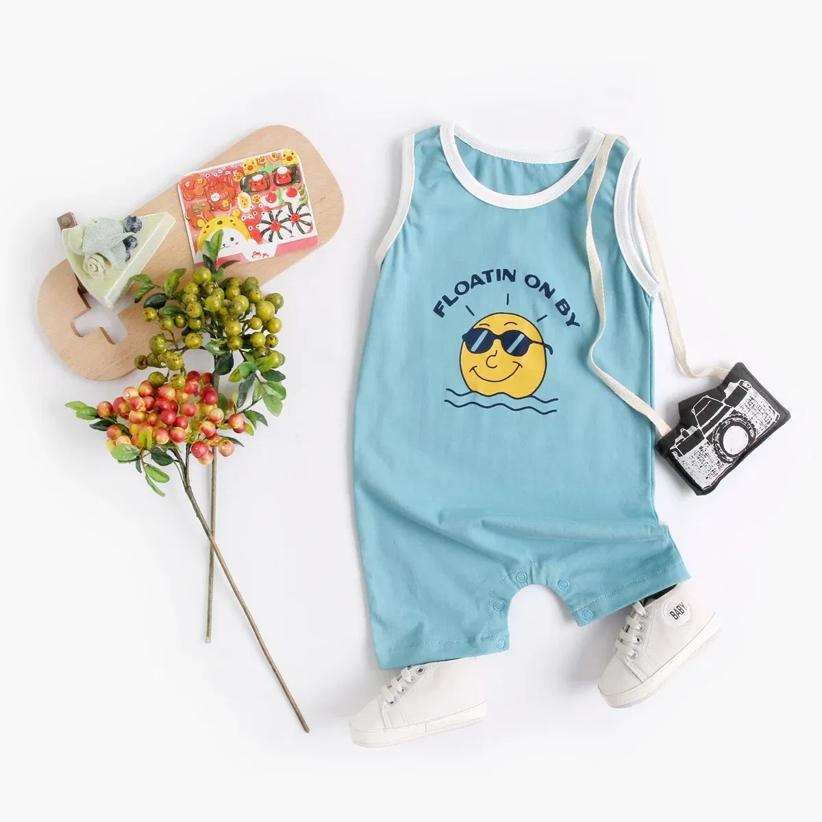 Color: Blue, Kid Size: 18M - Sanlutoz Summer Baby Boys Rompers Short Sleeve Cartoon Toddler Boys Clothing Outfits Fashion