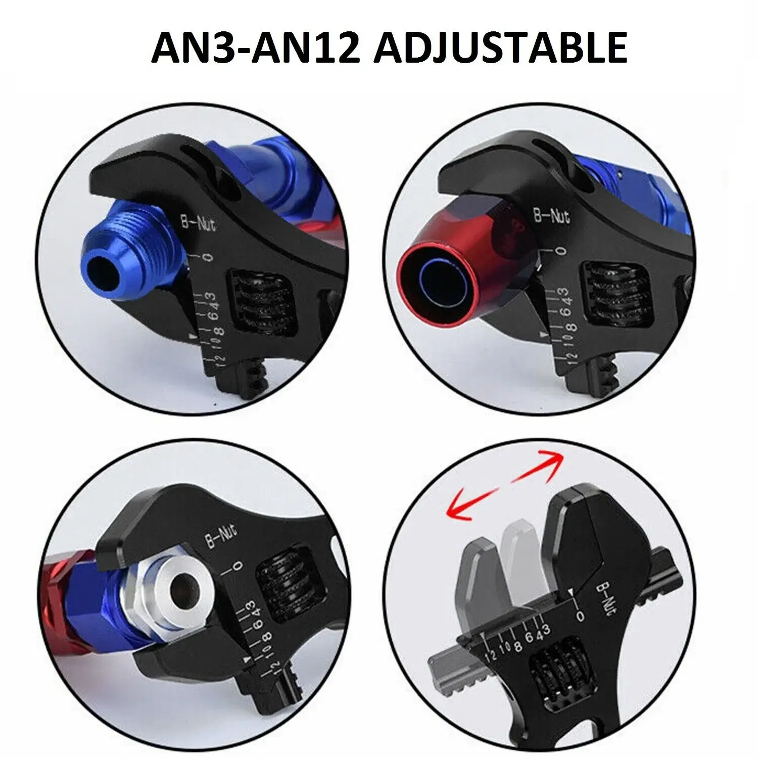Color: Blue - Blue Red Black Adjustable AN 3 4 6 8 10 12 Aluminum WRENCH HOSE Fitting Tool Aluminum Spanner AN3-AN12  Hose Fitting
