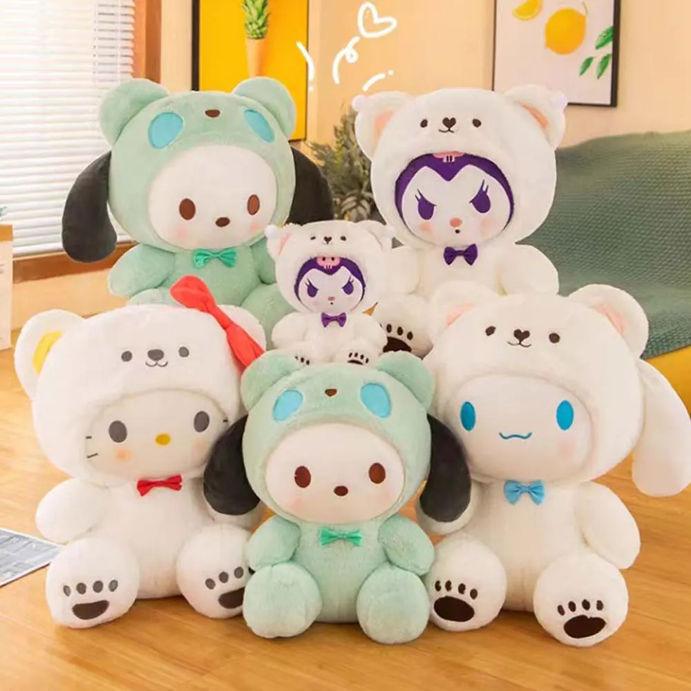 Color: MediumVioletRed, Height: 11cm-30cm - kawaii Sanrio Plushies Toy Hello Kitty Cinnamonroll Pochacco Kuromi Plush Doll Cos Bear Cute Toys Children Birthday Gifts