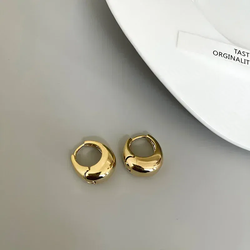 Stainless Steel Smooth Metal Chunky Hoop Earrings For Women Girls Fashion Round Circle Hoops Statement Earrings Punk Jewelry