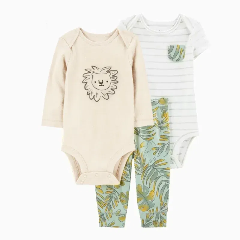 Color: green, Ships From: CHINA, Kid Size: 9M - 3PCS Baby Boy Clothes Autumn Newborn Baby Clothes Bodysuits+Pants Animal Outfit Infant Pajama Pure Cotton Sets 0-24M Jumpsuit