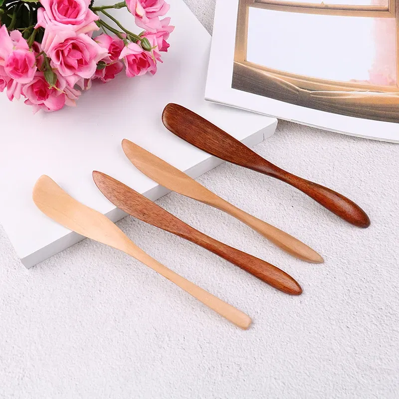 Color: Blue - Wooden Marmalade Knife Mask Butter Knife Cheese Dessert Jam Tabeware Dinner Breakfast Toast Bread Thick Handle Knife Kichen Tool