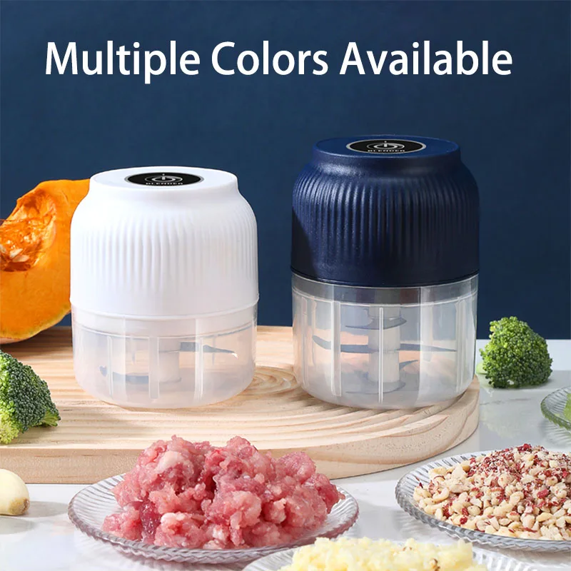 Color: WHITE - 250ML Mini Wireless USB Rechargeable Electric Vegetable Chopper Garlic Crusher Food Chopper for Kitchen Gadgets for Garlic