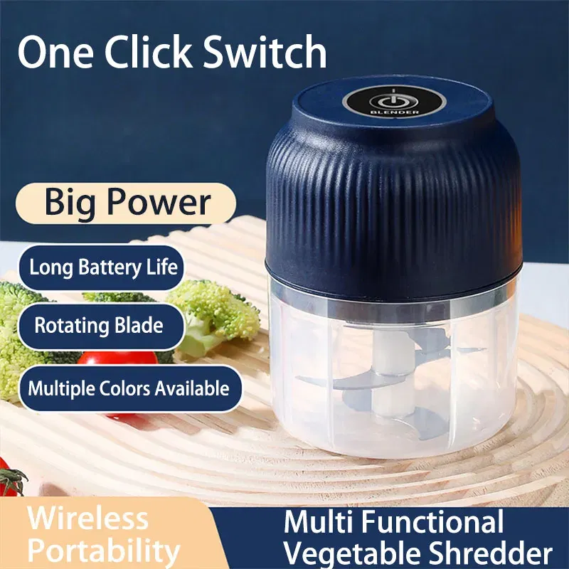 Color: WHITE - 250ML Mini Wireless USB Rechargeable Electric Vegetable Chopper Garlic Crusher Food Chopper for Kitchen Gadgets for Garlic
