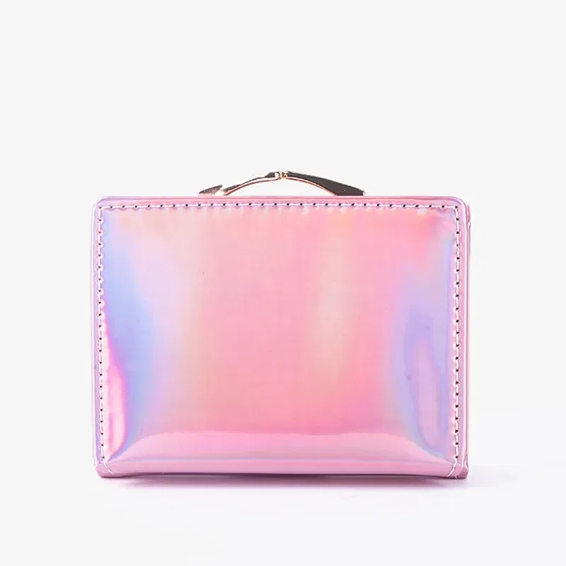 Color: PURPLE - Women'sWallets Fashion Rainbow Credit Card Holder Purses with Coin Pocket for Women Portable Short PU Leather Cute Wallet