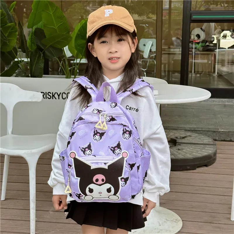 Color: Blue, Size: 16 inches - Sanrioed Anime Hello Kitty Cinnamoroll My Melody Kuromi Cute Kid Backpack Kawaii Cartoon Leather Mini School Bag Holiday Gift