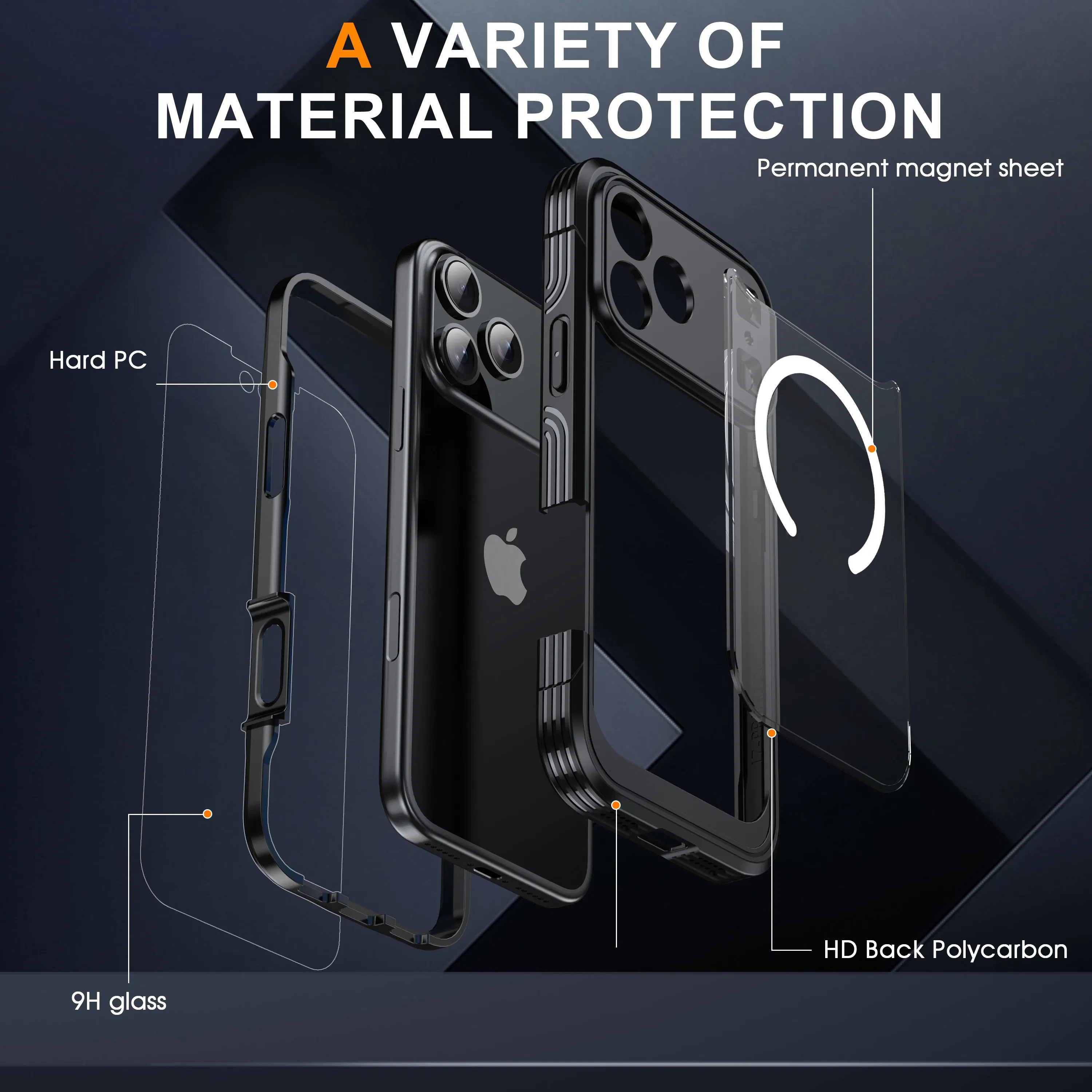 Color: Blue, Compatibility by Model: iPhone Air - Shellbox-For iPhone17promax/17Air phone case, drop-resistant, ultra-thin transparent magnetic, scratch-resistant and wear-resist