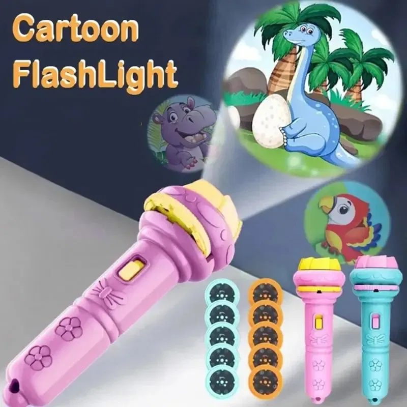 Cute Cartoon Creativity Toy Torch Lamp Flashlight Projector Toy Flashlight Projector Torch Lamp Toy Baby Sleeping Story Book
