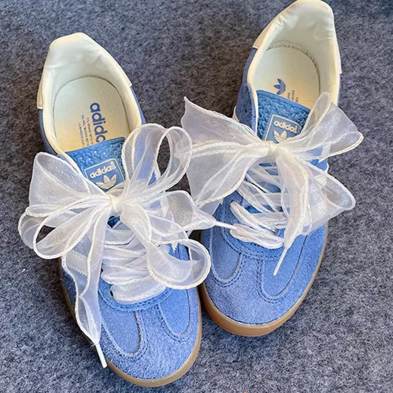Color: Gold, Length: 100cm - 4cm Wide Festoon Fishtail Organza Shoelaces Wave Chiffen Fall Winer Bow Laces Beauty White Casual Sneaker DE Training Shoes Lace