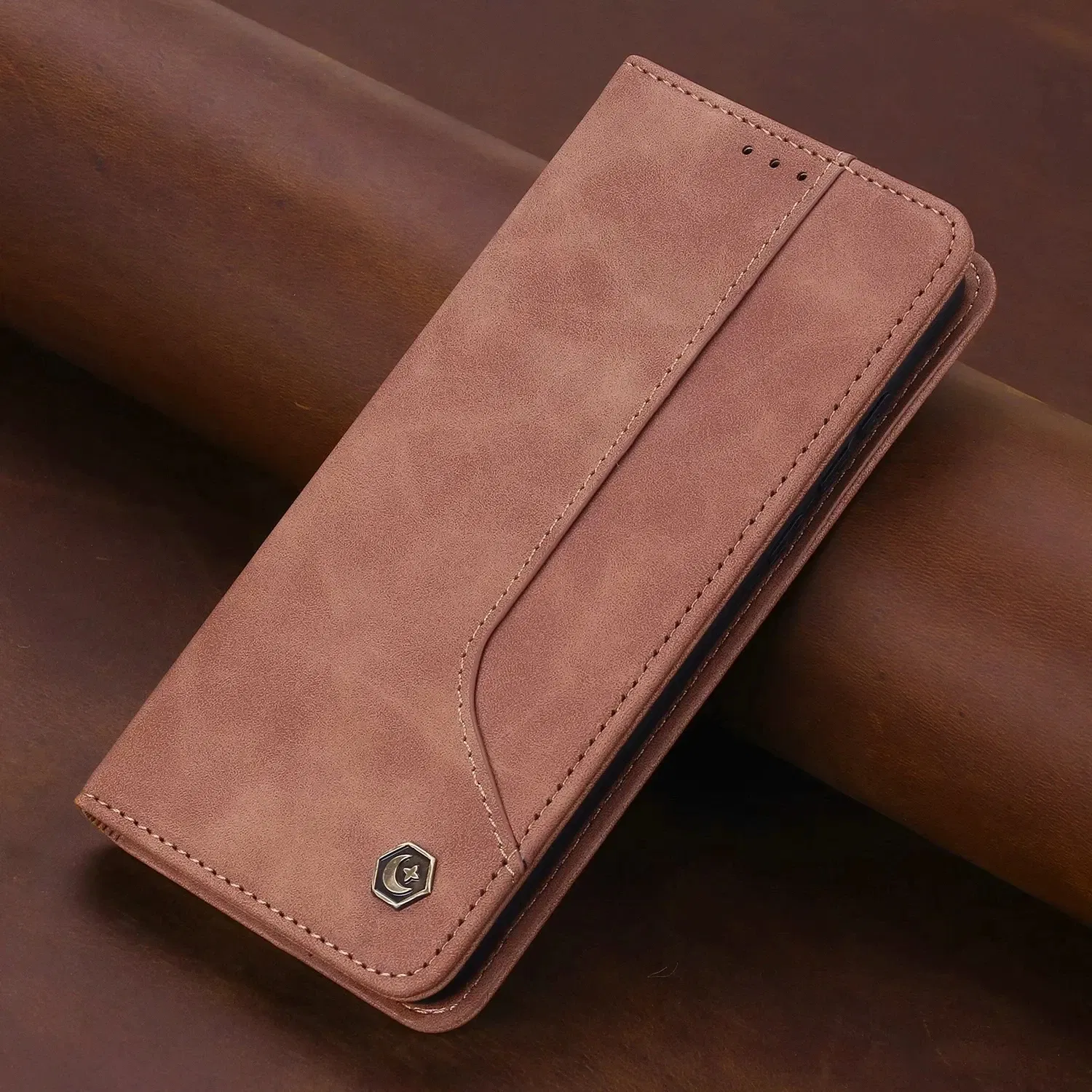 Color: Dark Brown, Material: Wood - Flip Leather Case For Xiaomi Mi 13 12T 11T 10T 11 12 Lite Pro 5G Poco F5 X5 Pro M6 M5S M4 F4 F3 X3 X4 GT Magnet Wallet Cover