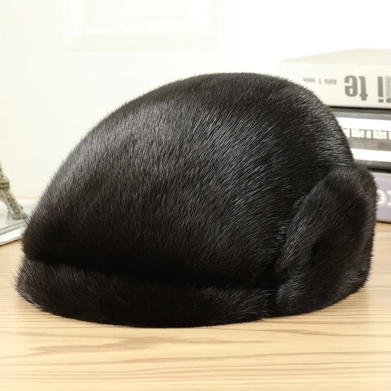 Color: Pink, Hat Size: One Size - Real Mink Fur Hat Women'S Winter Fashion Beret Hat Warm Mink Fur Knight Beret Hat Luxury Keep Warm Russian Lady Caps