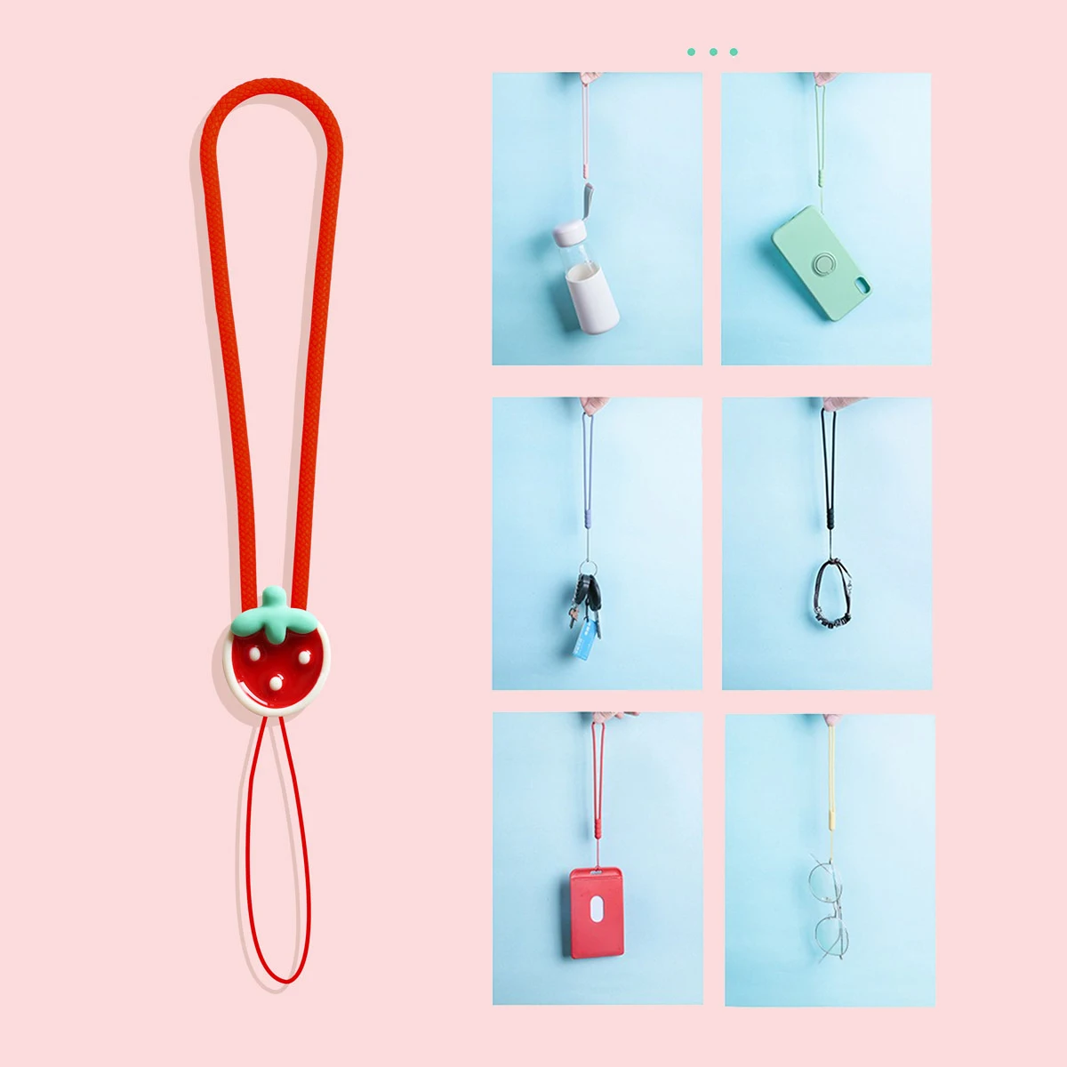 Color: WHITE, Material: Silicon, Ships From: CHINA - Mobile Phone Rope Earphones Silicone Wrist Strap Ccd Camera Usb Key Chain Strawberry Fruit Decoration