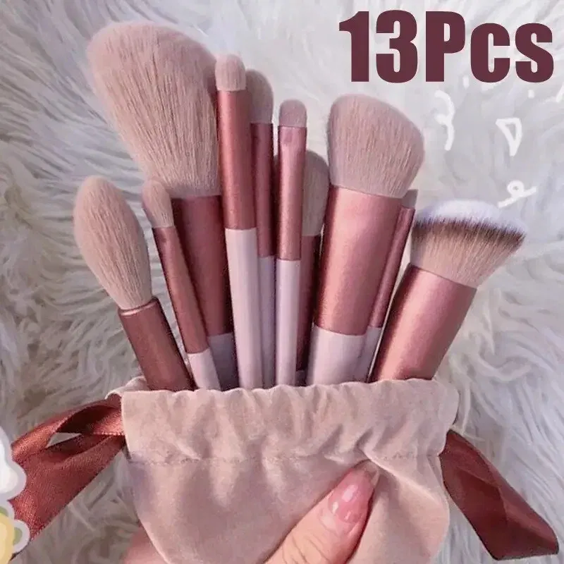 Color: Brown, Ships From: CHINA - 13 PCS Makeup Brushes Set Eye Shadow Foundation Women Cosmetic Brush Eyeshadow Blush Beauty Soft Make Up Tools Bag