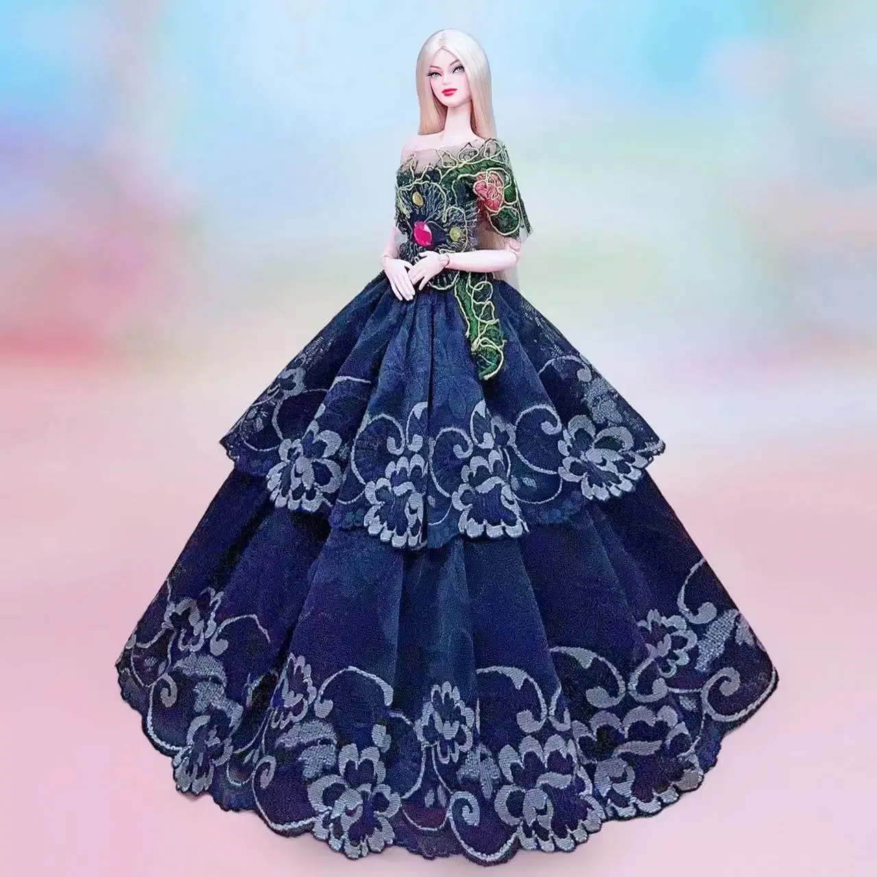 Color: Clear - for barbie evening dress barbie doll dresses clothes lot wedding dress set accessories vestidos wedding gown barbie doll clothes