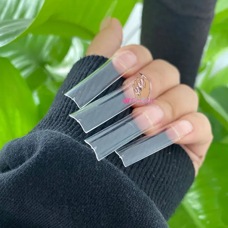 Color: multi - 500pcs Flat Square XXL Long Acrylic Nail Tips Flatter Straight Non C Curve Half Cover False Nails Tip Manicure Tool