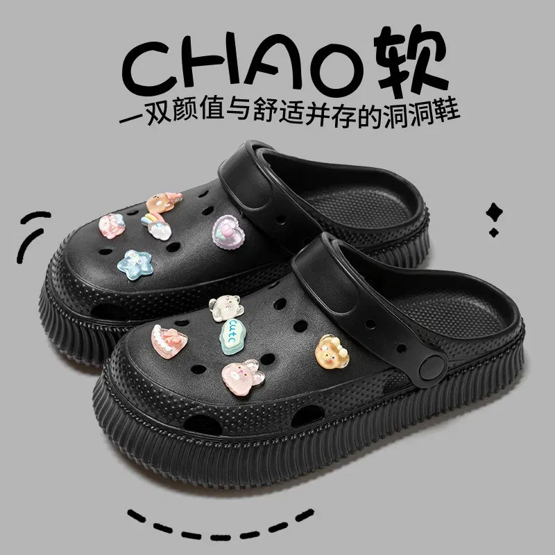 Color: LIGHT BLUE, Shoe Size: 36-37 - Shoes hole shoes girls wear outside couple bag head women cool slippers