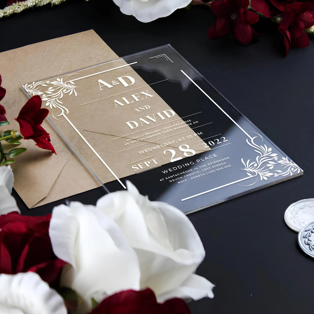 Color: Red, Size: M - Acrylic Wedding Invitation, Personalized Wedding Invitations, Party Invitations and Invitation Quinceanera, Invitation Sweet 16