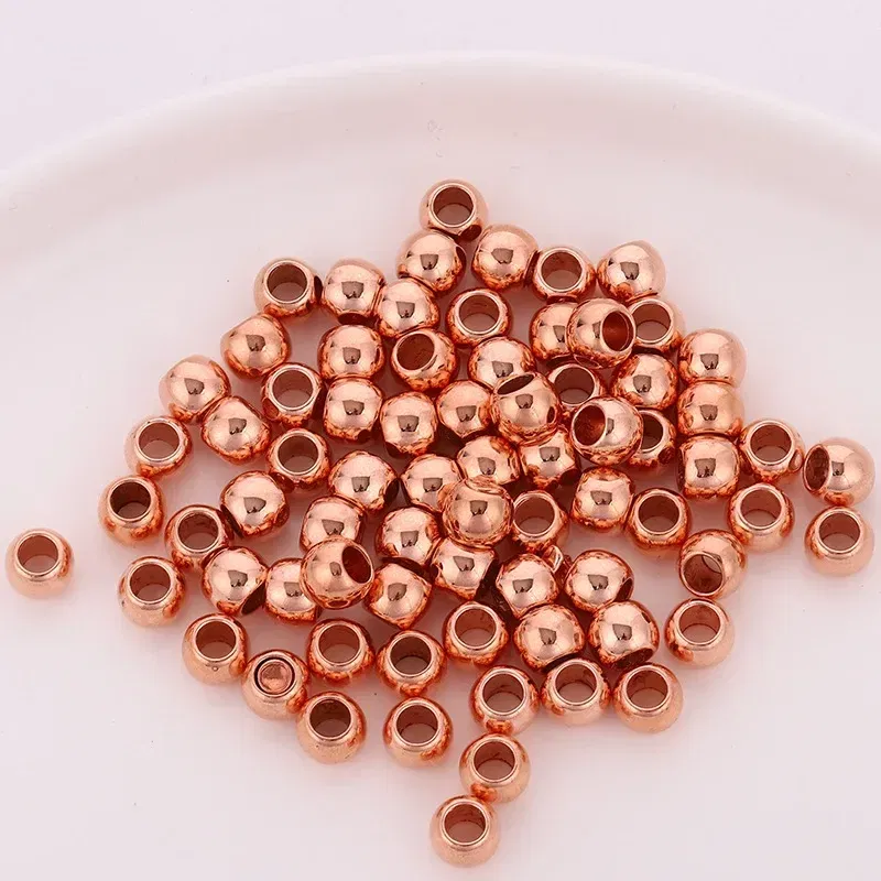 Color: Rose Red - 50pcs 8mm Gold Silver Hair Braids Beads Glossy Hair Dreadlocks Hair Ring Braid Dread Dreadlock Beads Cuffs Clips Styling Tools