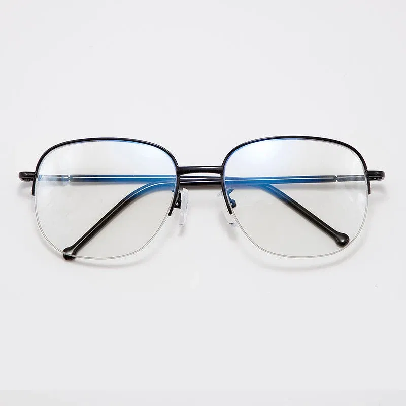 Frame Color: black, Eye Prescription: +350 - Smart zoom Multifocal Reading Glasses Men Women Progressive Anti Blue Ray UV Protect Hyperopia Glasses Half Frame Metal Titanium