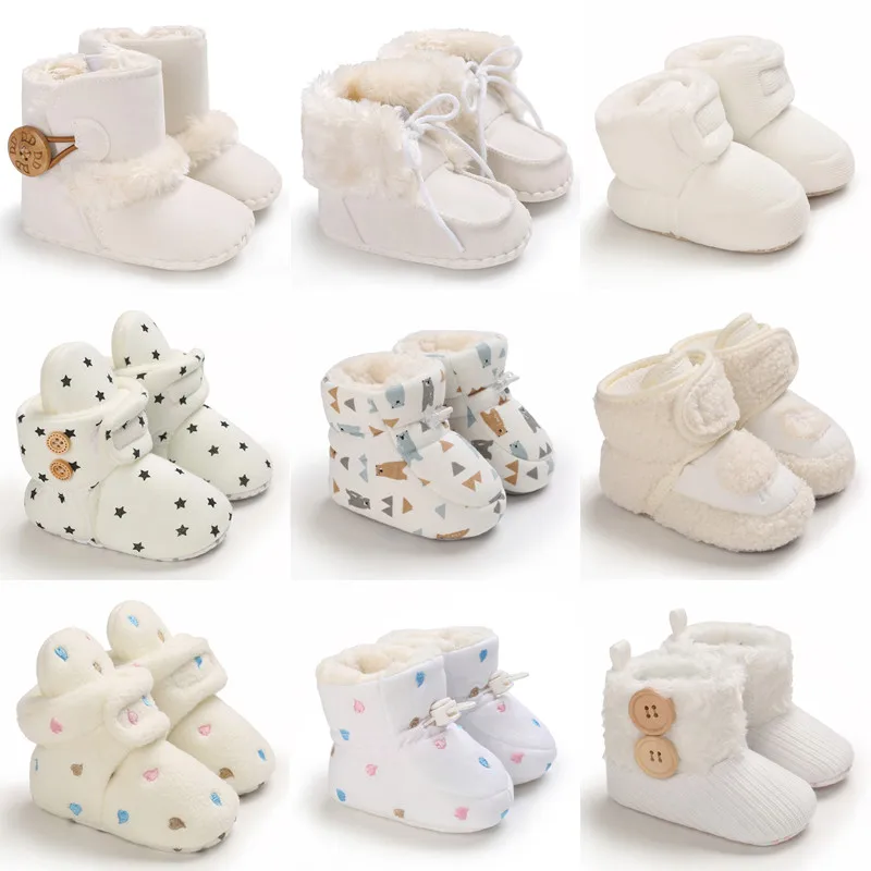 Color: green, Baby Age: 7-12 Months - 2022 Baby Autumn Winter Boots Baby Girl Boys Winter Warm Shoes Solid Fashion Toddler Fuzzy Balls First Walkers Kid Shoes 0-18M
