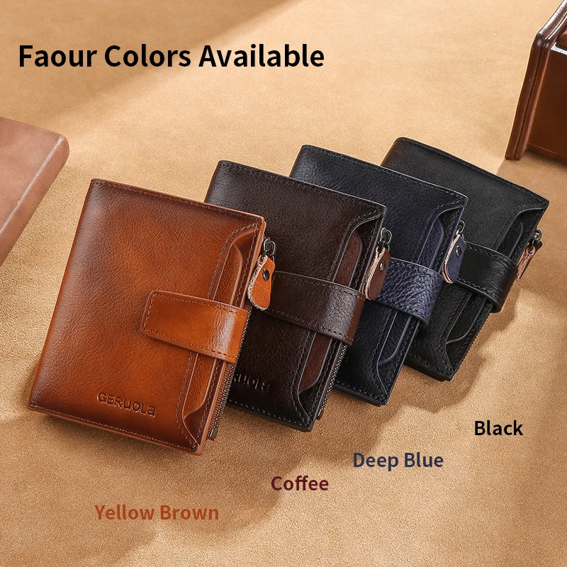 Color: Beige, Ships From: CHINA - GERUOLA Mens Buckle, Zipper, Leather Wallet, Detachable Card, Large Capacity, Multi-functional Coin Pocket